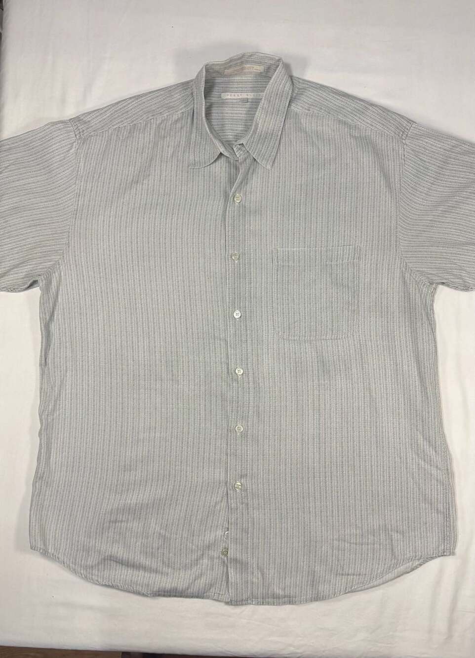 Perry Ellis Button Down Striped short sleeve Shirt Size L